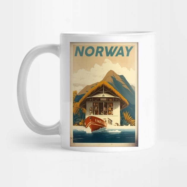 Norway Coastline Vintage Travel Art Poster by OldTravelArt